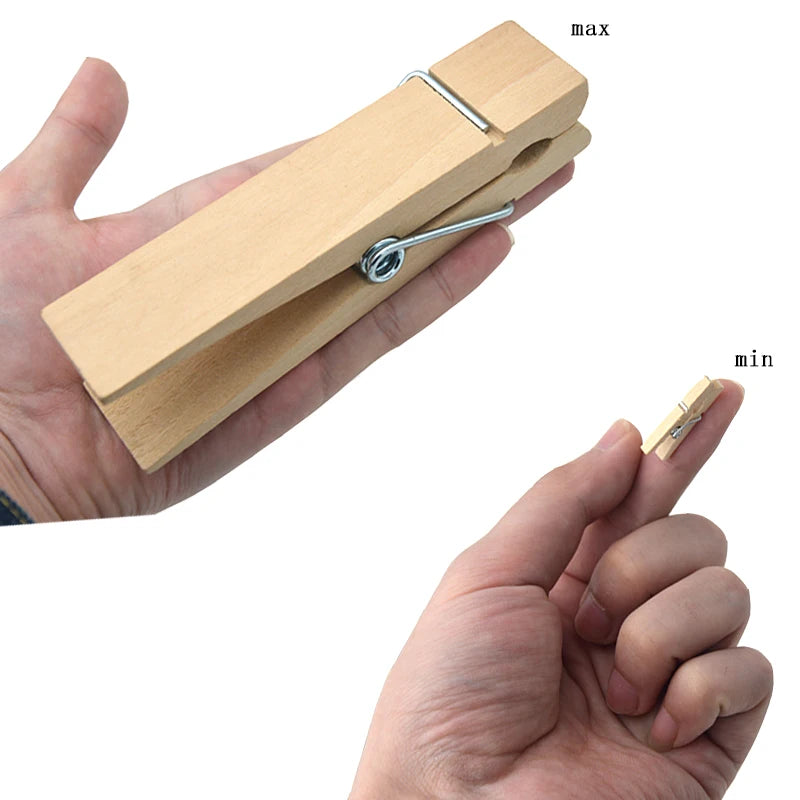 Pinzas de Ropa de Madera de Diferentes Tamaños